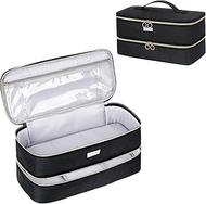 Travel Carrying Case Compatible with Shark Flexstyle Styler/Hair Dryer,Double-Layer Hair Hot Tools Storage Bag Compatible with Dyson Airwrap Styler/Supersonic Hair Dryer and Attachments,Black-Bag Only