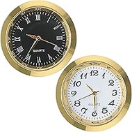 2PCS Round Clock Insert with Numerals Fit 34mm (1.34 Inch) Hole Diameter, Metal Mini Clock Supplies