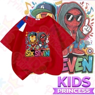 KIDS PRINCESS Number Six Seven Cartoon Print Kids Casual Round Neck T-shirt Unisex for 3-13 Y 53