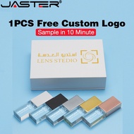 JASTER (1PCS Free Logo) Wedding Gift USB 3.0 Flash Drive 64GB Photography Memory Stick 32GB Crystal 