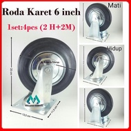 6" Trolley Wheels 1 set (4 pcs Live) 6 inch Rubber Wheels 6 inch display case Trolley