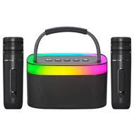 Speaker Karaoke 2 Mikrofon Speaker Bluetooth Speaker Bluetooth Nirkabel Speaker Stereo 3D Subwoofer