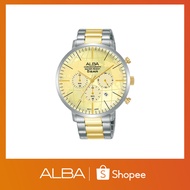 ALBA Philippines Gold Dial Two Toned Stainless Steel Strap AT3H03X1 Chronograph Men's Watch 44mm