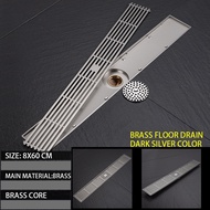 8X60 Brass Shower Floor Drain, Brass Invisible Floor Drain, Can Inlaid Tiles