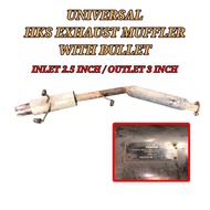 HKS Exhaust Muffler With Bullet 3203-S Universal HKS Exhuast Muffler With Bullet 3203-S Inlet 2.5 In