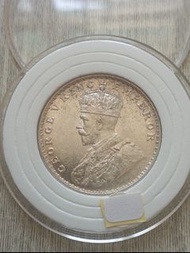 1918 英屬印度 喬治五世 1 Rupee 銀幣 silver coin 917銀