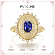 FANCIME "Retro Romance" Vintage Oval Cut September Birthstone Sterling Silver Ring