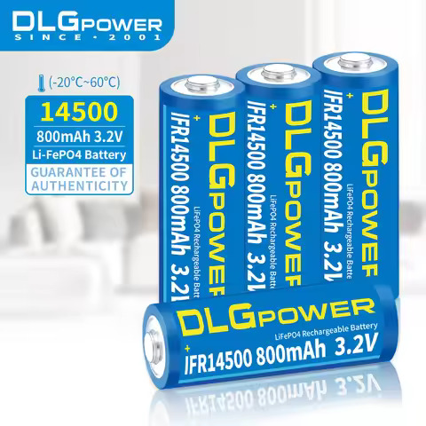 DLGPOWER AA 14500 Battery 3.2V 800mAh LiFePO4 Rechargeable Battery 2000 discharge cycle flashlight W