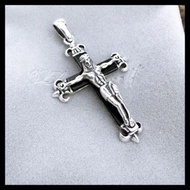 銀革手作 925 純銀 黑瑪瑙  耶穌 十字架 吊墜