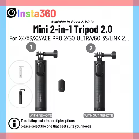 Insta360 Mini 2 in 1 Tripod 2.0 Selfie Stick 58cm Small Monopod Grip For Travel Insta 360 Ace Pro 2 