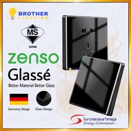 [SIRIM] Zenso Glasse Switch Socket LED Neon Modern Design Wall Slim Switches With Glass Door Bell Pl