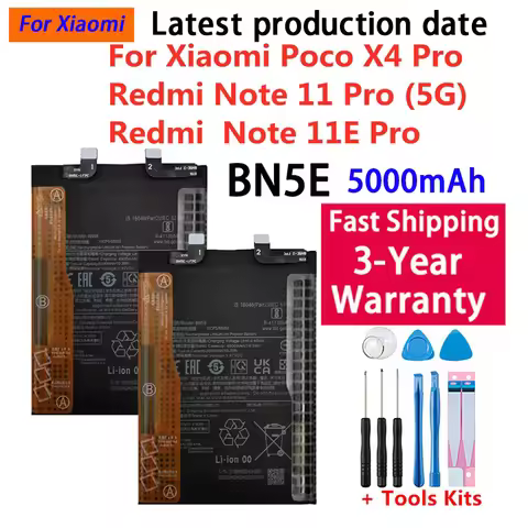 100% BN5E Battery For Xiaomi POCO X4 PRO / Redmi Note 11 Pro / 11E Pro 5G High Quality Phone Battery