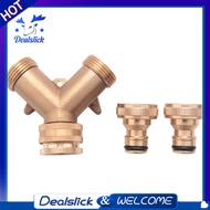 3/4 Inch 2 Way Hose Splitter Brass Y Valve Garden Tap Connector with 2 X3/4 Inch Brass Water Tap Out