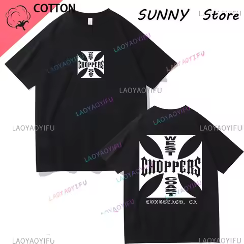 West Coast Choppers Print T-shirt Men's Street Hip-hop Clothing Oversized T-shirt Fashion T-shirt Me