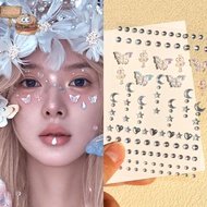feng 1Pcs Face Diamond Gem Pearl Sticker 3D Colorful Rhinestone Tattoo Eyeshadow Stickers Fo Festiva