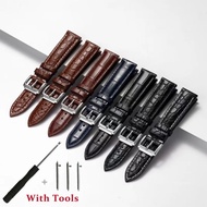 18mm 19mm 20mm 21mm 22mm High Quality Double-sided Crocodile Leather Watch Strap Metal Pin Buckle Wa