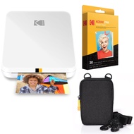 Step Slim Instant Mobile Photo Printer 2x3 Zink Paper (White) Kit: 20 Pack Zink Paper, case