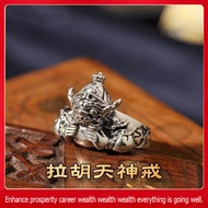 RY-Thai amulet Phra Rahoo ring men and women S925 silver jewelry LP amulet fashion ring Buddhist scripture ring prayer ceremony for increasing luck ward off evil spirits make money drive away bad things Rahu Ring