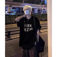 Korea Korea 2026 American Heavyweight Geometric Line Printed Pure Cotton t-Shirt Short-Sleeved Men's