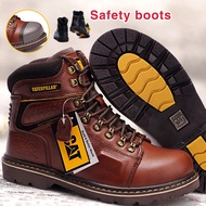 Caterpillar Safty Shoes Steel Toe Men's Work Boots Outdoor Hiking Boots Kasut kerja lelaki Leather