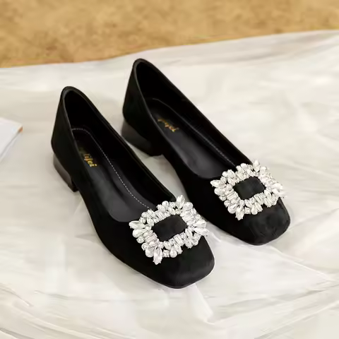 New Women Shoes Beautiful Rhinestone Pumps Spring OL Fashion Suede Leather High Heels Shoes