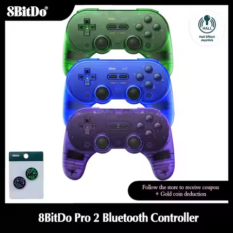 8BitDo Pro 2 Bluetooth Controller Gamepad Handle with Hall Effect for Nintendo Switch 2, PC, macOS, 