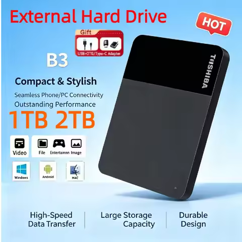 For Toshiba B3 Mobile Hard Disk 1TB PortableSSD 2TB USB3.2 Genuine External Hard Disk SSD Hard Drive