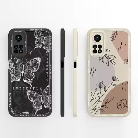 For Xiaomi Mi 10T Pro Lite 5G Case Black Butterfly Full Protection Liquid Silicone Back Cover For Xi