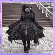 Black Gothic Lolita Dress with Elegant Sleeve - Women's Fashionable Outfit