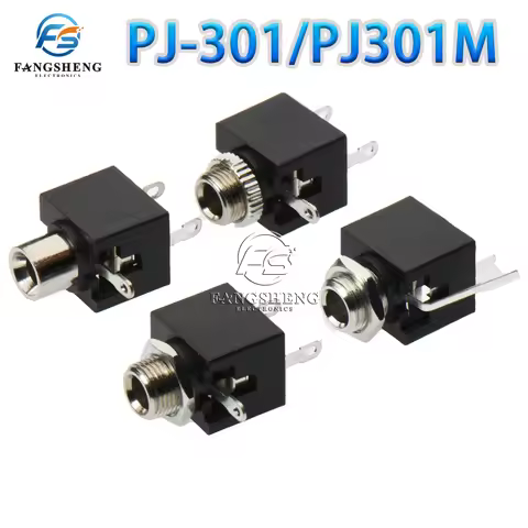 10/100/1000PCS 3.5mm PJ301 Female Audio Connector 3 Pin DIP Headphone Jack Socket Mono Channel PJ-30