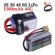 2S 3S 4S 6S Lipo Battery 1500mah 7.4V 11.1V 14.8V 22.2V Rechargeable Battery T XT60 Plug 45C For RC 