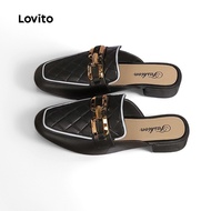 Lovito Casual Plain Low Heels Korean Version Fashion Muller Drag Flat Sandals for Women LFA64209
