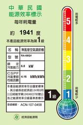 HITACHI日立 約11-12坪 RA-68QV 能源1級 變頻單冷 雙吹 窗型冷氣 奈米光觸媒濾網