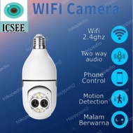 IP Camera Cctv Bohlam Lampu Camera  Dual Lens App ICSEE