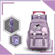KUROMI TROLLEY LINE Kuromi Character Girls' School Backpack with Trolley Wheels 4 Color Variations M