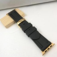 Apple Watch 代用 錶帶 沛納海版型 厚感紮實 運動錶帶 橡膠錶帶  不鏽鋼 金色 蝴蝶釦 42 44