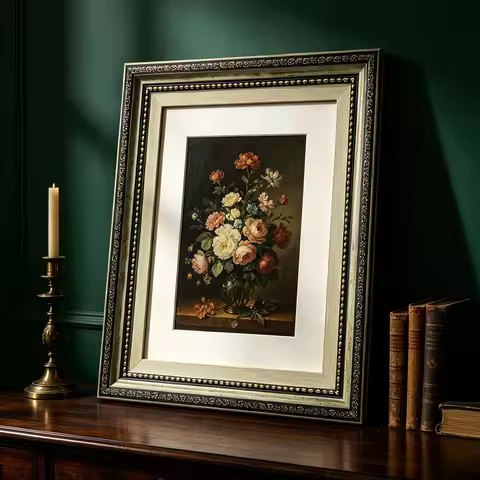 2 Pack Cottagecore Ornate Picture Frames With Mat Antique Embossed Floral Beaded Trim Photo Frame fo