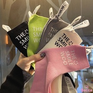 Becca-G0545 Smiley Face Cloth Label Socks Women White Middle Tube