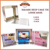 Aluminium Extra Deep Square Cake Tin Mould Loose Base(Deep 85mm)- 6/7/8/9 Inch /Loyang Segi-empat Tinggi Pangkal Longgar