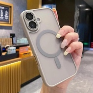 Matte Fine Hole Shockproof IPhone Magnetic Mobile Phone Case 16 15 14 13 12 11 Pro Max Titanium Gray