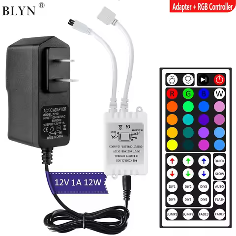 DC12V 1A 12W LED Adapter Power Supply With 44/24 Key IR Remote RGB Controller For 5M 2835 5050 Flexi