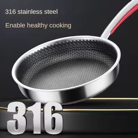 Pans 316 Stainless Steel Frying Pan Non-stick Home Honeycomb Pancake Omelet Pan Multi-functional Ste
