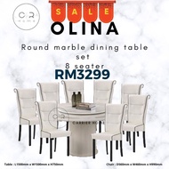 Olina Round Marble Dining Set - 8 Seater