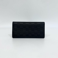 LV黑牛皮棋盤格壓紋Brazza對開16卡長夾N63010