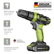 Zhipu 25v Cordless Double Gear High Speed Impact Drill Hammer Electric Screwdriver Portable Wall Hand Tool