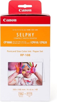 Canon RP-108 Color Ink/Paper Set Compatible with Selphy CP910/CP820/CP1200/CP1300