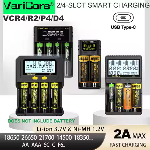 VariCore VCR4 P4 D4 R2 18650 Smart Battery Charger for 3.7V Li-ion 21700 26650 18350 18500 3.2V LiFe