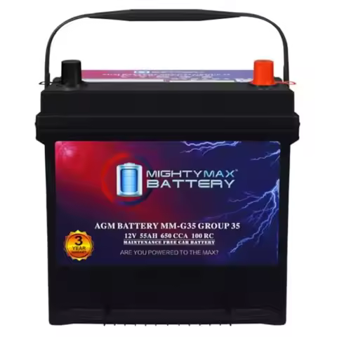 Start and Stop Car BCI Group Size 35 12V 55Ah 100RC 650 CCA Rechargeable AGM Car Battery Black