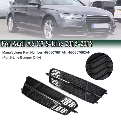 For Audi A6 C7 A6L S-line 2015-2018 Front Bumper Lower Grille Left Right Fog Light Cover Grille Beze