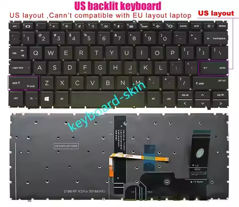 New US Backlit Keyboard For HP EliteBook 1040 G9,1040 G10,X360 1040 G9 2-in-1,X360 1040 G10 2-in-1,Z